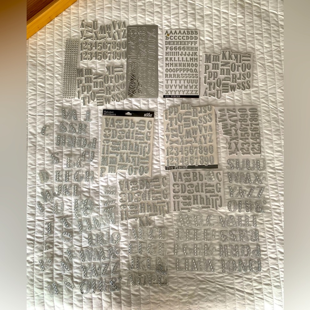 Silver Alphabet Number Dot Stickers Lot Crafts Decoration Journal School Project
